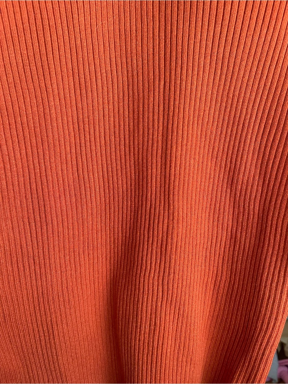 Collared Ribbed Button-Front Long Sleeve Midi Dress - Rust - Picture 2 of 3